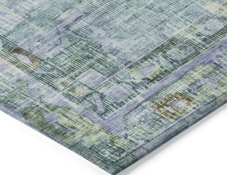 Piper Looms Chantille Global ACN1730 Teal Machine Washable Area Rug Corner Image