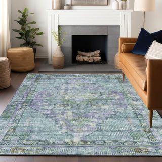 Piper Looms Chantille Global ACN1730 Teal Machine Washable Area Rug Lifestyle Image Feature