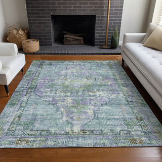 Piper Looms Chantille Global ACN1730 Teal Machine Washable Area Rug Lifestyle Image Feature