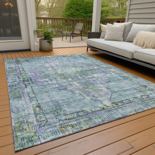 Piper Looms Chantille Global ACN1730 Teal Machine Washable Area Rug Outdoor Lifestyle Image Feature
