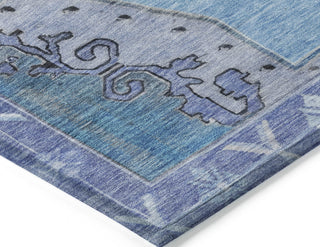 Piper Looms Chantille Global ACN1731 Blue Machine Washable Area Rug Corner Image