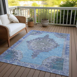 Piper Looms Chantille Global ACN1731 Blue Machine Washable Area Rug Outdoor Lifestyle Image Feature