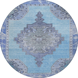Piper Looms Chantille Global ACN1731 Blue Machine Washable Area Rug Round Main Image
