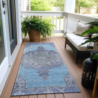Piper Looms Chantille Global ACN1731 Blue Machine Washable Area Rug Runner Outdoor Lifestyle Image Feature