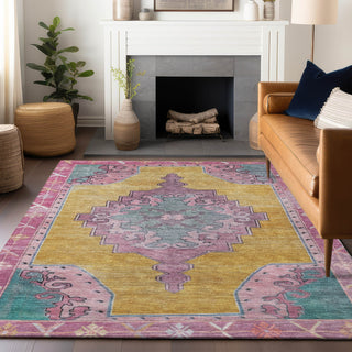 Piper Looms Chantille Global ACN1731 Gold Machine Washable Area Rug Lifestyle Image Feature