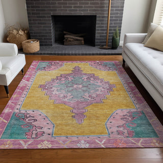 Piper Looms Chantille Global ACN1731 Gold Machine Washable Area Rug Lifestyle Image Feature