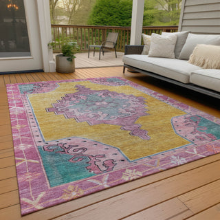 Piper Looms Chantille Global ACN1731 Gold Machine Washable Area Rug Outdoor Lifestyle Image Feature
