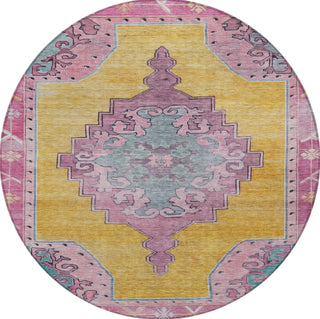 Piper Looms Chantille Global ACN1731 Gold Machine Washable Area Rug Round Main Image