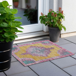 Piper Looms Chantille Global ACN1731 Gold Machine Washable Area Rug Scatter Outdoor Lifestyle Image Feature
