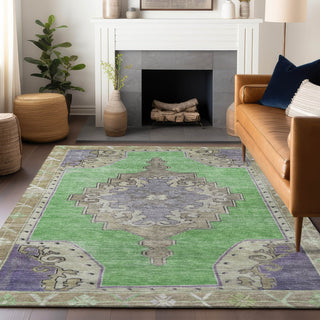 Piper Looms Chantille Global ACN1731 Lime Machine Washable Area Rug Lifestyle Image Feature