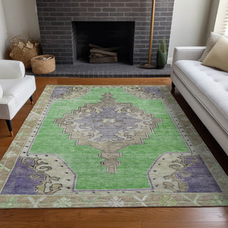 Piper Looms Chantille Global ACN1731 Lime Machine Washable Area Rug Lifestyle Image Feature