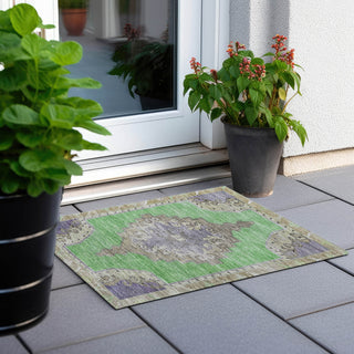 Piper Looms Chantille Global ACN1731 Lime Machine Washable Area Rug Scatter Outdoor Lifestyle Image Feature