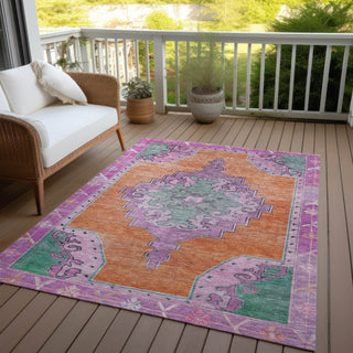 Piper Looms Chantille Global ACN1731 Orange Machine Washable Area Rug Outdoor Lifestyle Image Feature