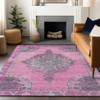 Piper Looms Chantille Global ACN1731 Pink Machine Washable Area Rug Lifestyle Image Feature