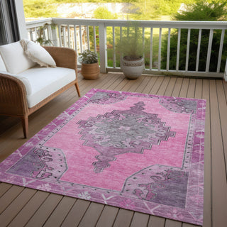 Piper Looms Chantille Global ACN1731 Pink Machine Washable Area Rug Outdoor Lifestyle Image Feature