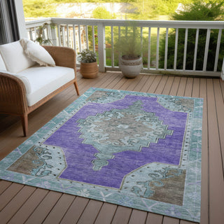 Piper Looms Chantille Global ACN1731 Purple Machine Washable Area Rug Outdoor Lifestyle Image Feature