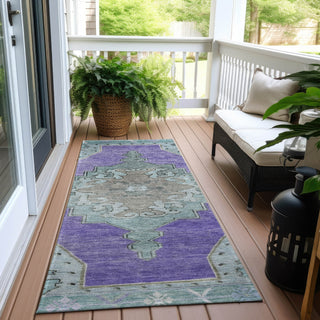 Piper Looms Chantille Global ACN1731 Purple Machine Washable Area Rug Runner Outdoor Lifestyle Image Feature