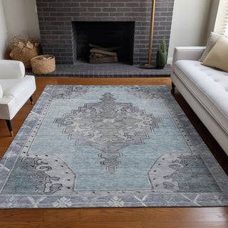 Piper Looms Chantille Global ACN1731 Sky Machine Washable Area Rug Lifestyle Image Feature