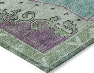 Piper Looms Chantille Global ACN1731 Teal Machine Washable Area Rug Corner Image