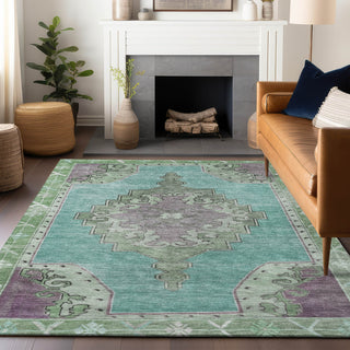 Piper Looms Chantille Global ACN1731 Teal Machine Washable Area Rug Lifestyle Image Feature