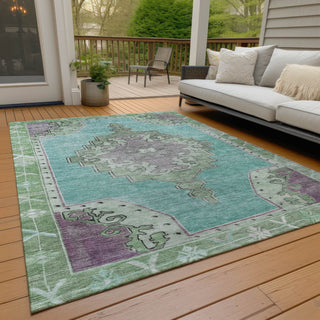 Piper Looms Chantille Global ACN1731 Teal Machine Washable Area Rug Outdoor Lifestyle Image Feature