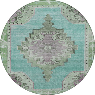 Piper Looms Chantille Global ACN1731 Teal Machine Washable Area Rug Round Main Image