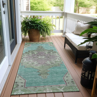 Piper Looms Chantille Global ACN1731 Teal Machine Washable Area Rug Runner Outdoor Lifestyle Image Feature
