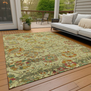 Piper Looms Chantille Global ACN1732 Gold Machine Washable Area Rug Outdoor Lifestyle Image Feature