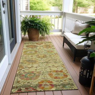 Piper Looms Chantille Global ACN1732 Gold Machine Washable Area Rug Runner Outdoor Lifestyle Image Feature