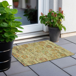 Piper Looms Chantille Global ACN1732 Gold Machine Washable Area Rug Scatter Outdoor Lifestyle Image Feature