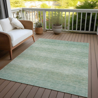 Piper Looms Chantille Stripe ACN1733 Aqua Machine Washable Area Rug Outdoor Lifestyle Image Feature