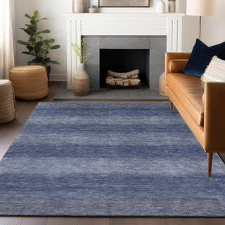 Piper Looms Chantille Stripe ACN1733 Blue Machine Washable Area Rug Lifestyle Image Feature