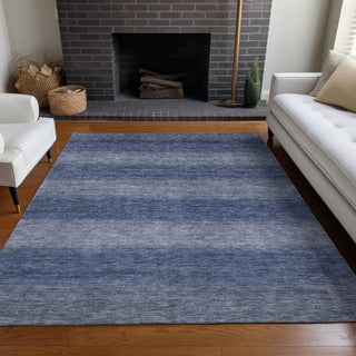 Piper Looms Chantille Stripe ACN1733 Blue Machine Washable Area Rug Lifestyle Image Feature