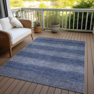 Piper Looms Chantille Stripe ACN1733 Blue Machine Washable Area Rug Outdoor Lifestyle Image Feature