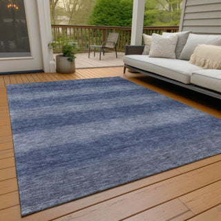 Piper Looms Chantille Stripe ACN1733 Blue Machine Washable Area Rug Outdoor Lifestyle Image Feature