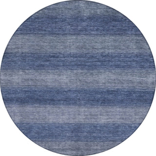 Piper Looms Chantille Stripe ACN1733 Blue Machine Washable Area Rug Round Main Image
