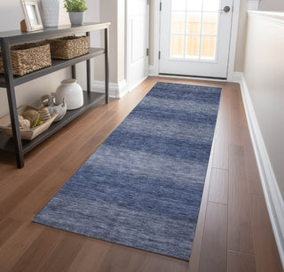 Piper Looms Chantille Stripe ACN1733 Blue Machine Washable Area Rug Runner Lifestyle Image Feature
