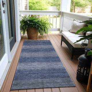 Piper Looms Chantille Stripe ACN1733 Blue Machine Washable Area Rug Runner Outdoor Lifestyle Image Feature