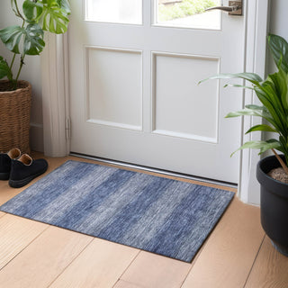 Piper Looms Chantille Stripe ACN1733 Blue Machine Washable Area Rug Scatter Lifestyle Image Feature
