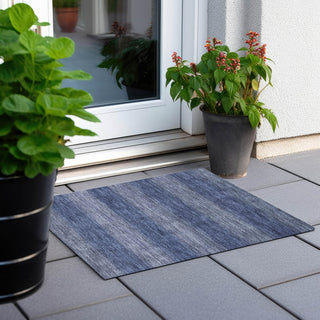 Piper Looms Chantille Stripe ACN1733 Blue Machine Washable Area Rug Scatter Outdoor Lifestyle Image Feature