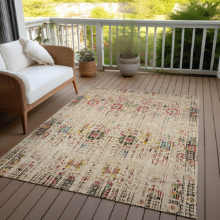 Piper Looms Chantille Border ACN1734 Beige Machine Washable Area Rug Outdoor Lifestyle Image Feature