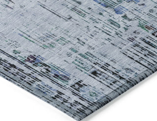 Piper Looms Chantille Border ACN1734 Blue Machine Washable Area Rug Corner Image