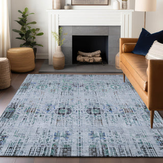 Piper Looms Chantille Border ACN1734 Blue Machine Washable Area Rug Lifestyle Image Feature