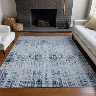 Piper Looms Chantille Border ACN1734 Blue Machine Washable Area Rug Lifestyle Image Feature