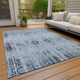 Piper Looms Chantille Border ACN1734 Blue Machine Washable Area Rug Outdoor Lifestyle Image Feature