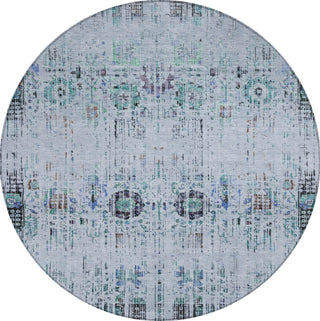 Piper Looms Chantille Border ACN1734 Blue Machine Washable Area Rug Round Main Image