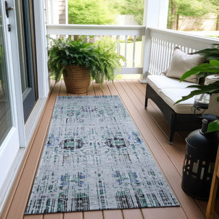 Piper Looms Chantille Border ACN1734 Blue Machine Washable Area Rug Runner Outdoor Lifestyle Image Feature