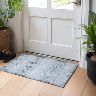 Piper Looms Chantille Border ACN1734 Blue Machine Washable Area Rug Scatter Lifestyle Image Feature