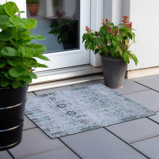 Piper Looms Chantille Border ACN1734 Blue Machine Washable Area Rug Scatter Outdoor Lifestyle Image Feature