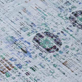 Piper Looms Chantille Border ACN1734 Blue Machine Washable Area Rug Swatch Image